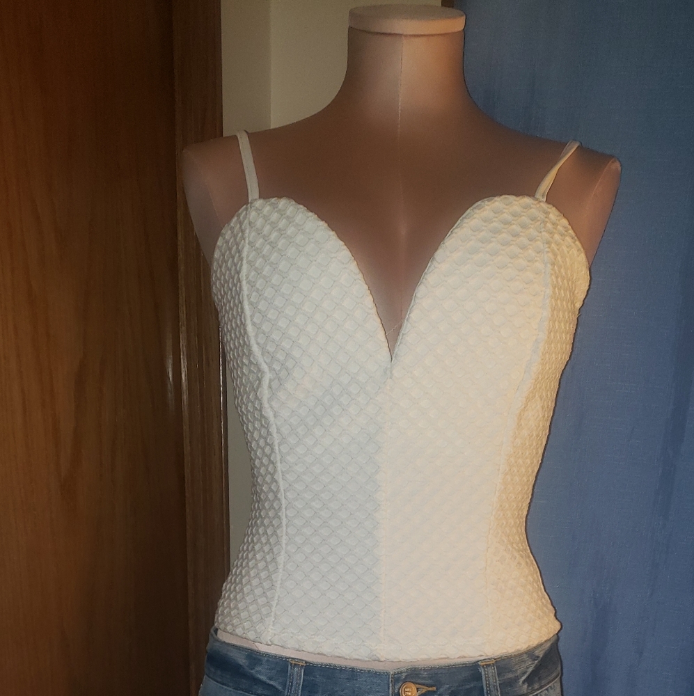 White plunge top